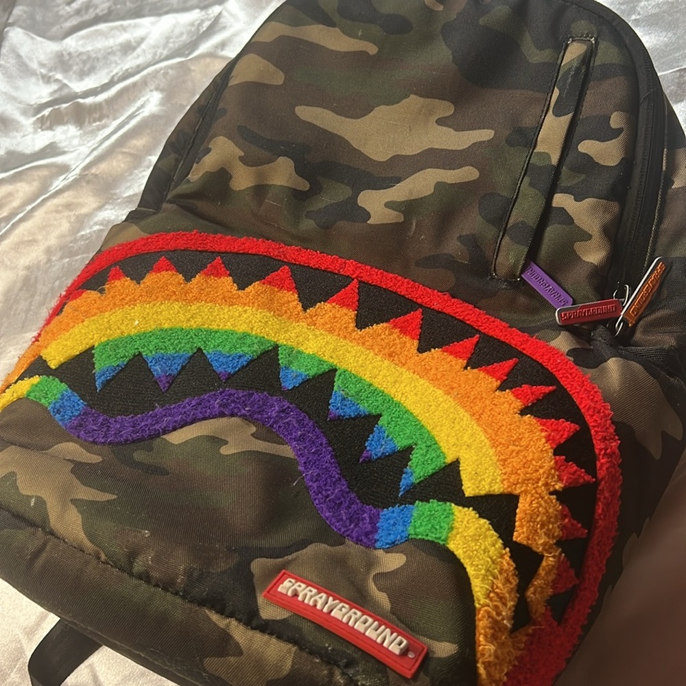 Sprayground Chenille Rainbow Shark Backpack - Picture 15 of 17